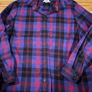 L.L. Bean Purple and Red Plaid Button Down Shirt